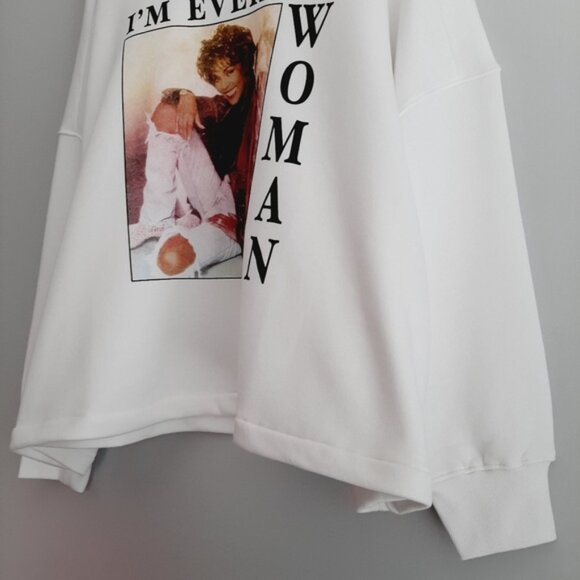 WHITNEY HOUSTON Boxy Relaxed Fit Crewneck Comfy Sweatshirt Top White Sz 3X - Picture 6 of 16